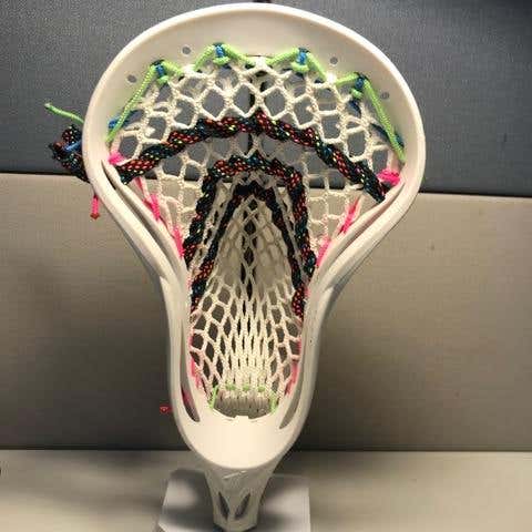 New A1 Head Strung With White JimaLax Hard Mesh Neon Strings