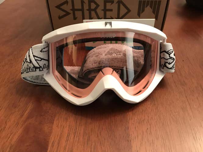 SHRED Soaza Goggles w/ Pink Lens | White Ski Goggles / Snowboard Goggles