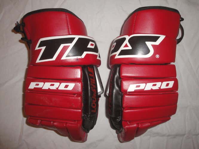 CAROLINA HURRICANES LOUISVILLE TPS GLOVES 14" RED PRO STOCK