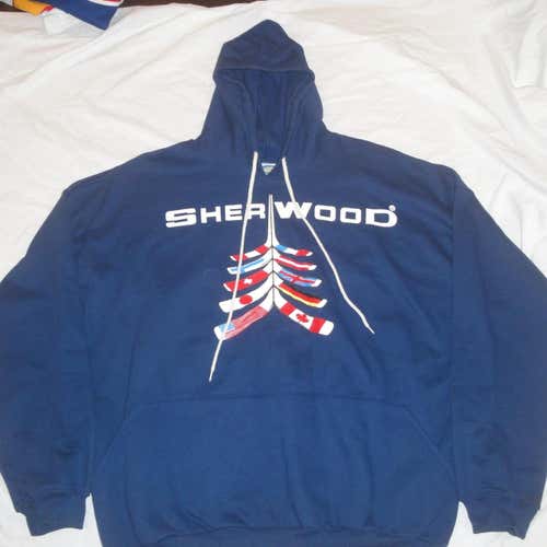VINTAGE SHERWOOD HOODIE XL NAVY BLUE LIKE NEW MADE IN CANADA