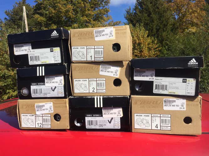 Lot Of 8 New Youth Wrestling Shoes Adidas Brute