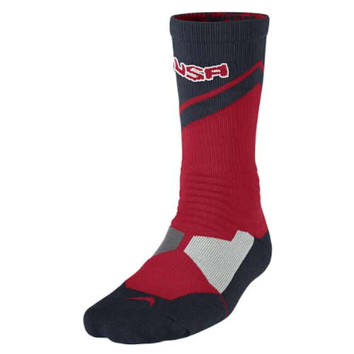 NEW Nike Hyper Elite USA World Tour Cushioned Basketball Crew Socks Red Large 8-12 SX4954-626