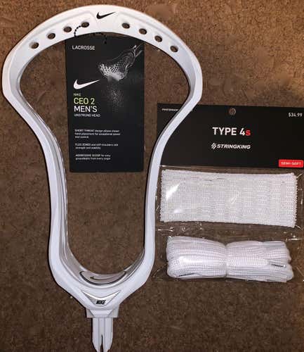 Brand New!  Nike CEO 2  Lacrosse Head w Stringking 4s semi soft Mesh Kit!   No Trades