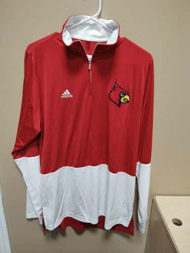 New Adidas Men’s Louisville Cardinals Anthem Long Sleeve Large AP0639 1/4 Zip