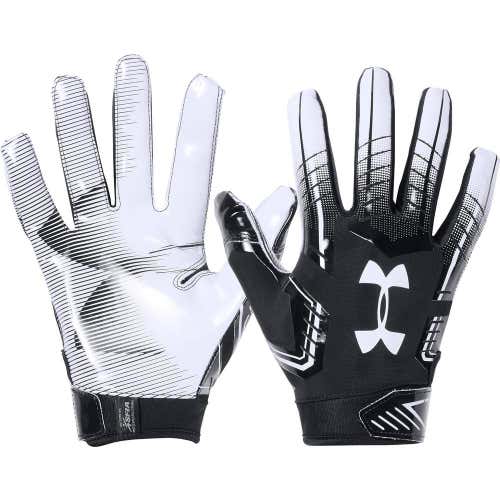 UNDER ARMOUR F6 NFL YOUTH FOOTBALL GLOVES BRAND NEW PAIR BOYS KIDS HTF WR RB DB TE CB SET NFL BLACK