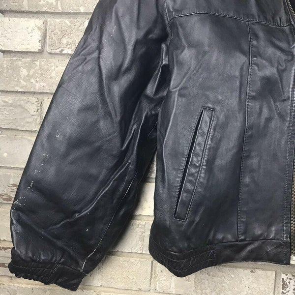 Vintage Gino Leathers Men's Medium 40 Black Leather Zipper Jacket