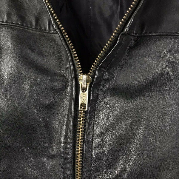 Vintage Gino Leathers Men's Medium 40 Black Leather Zipper Jacket