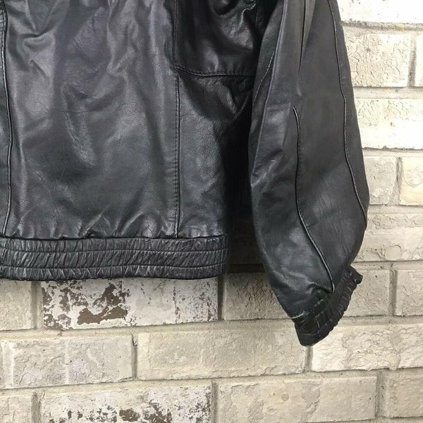 Vintage Gino Leathers Men's Medium 40 Black Leather Zipper Jacket