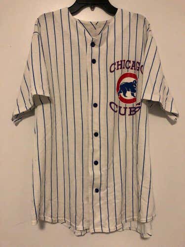 Off The Bench Chicago Cubs Jersey Shirt Red Blue White Size Large Vintage 80s
