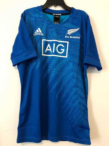 Adidas New Zealand All Blacks Rugby World Cup Japan Training Jersey Blue Large