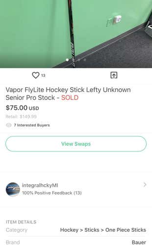 Vapor 1X Lite Hockey Stick Lefty Unknown Senior