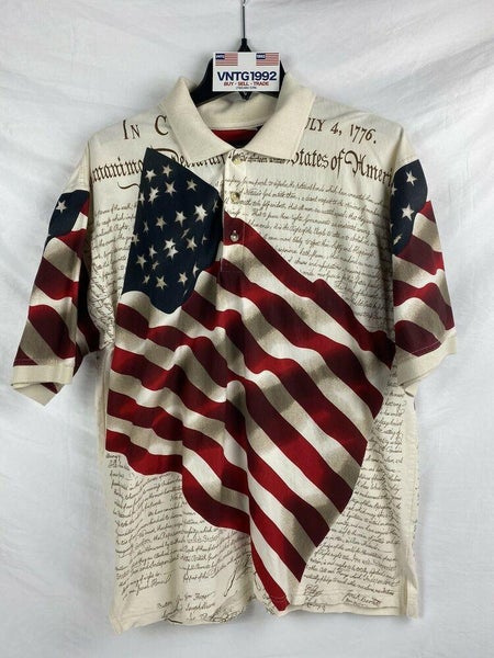 Polo Rare Vtg Cotton Trader Flag Shirt XL Independence American July 4th