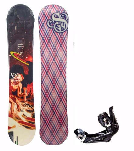 Womens Socom Deep Penetration Snowboard + Bindings 155CM Ladies Camber Ride No Trades