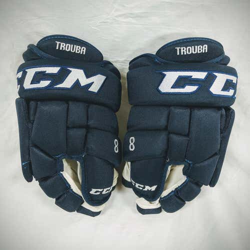 New CCM Pro Model Gloves Senior 14" Extra Wide Pro Stock TROUBA WINNIPEG JETS Navy