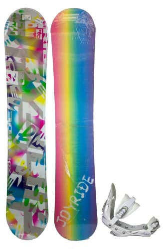 NEW Womens RARE Joyride Rainbow Snowboard & White Avalanche Bindings 155CM No Trades