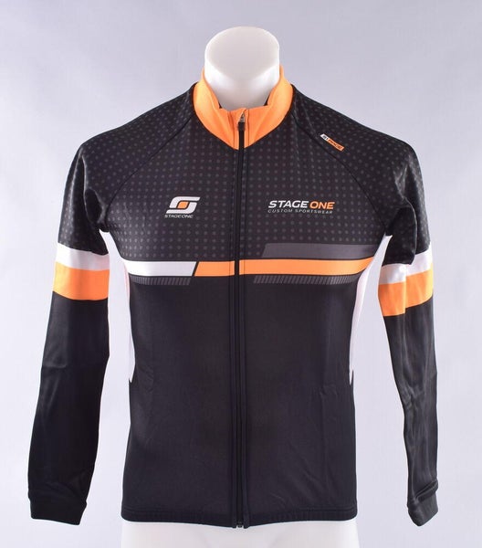 StageOne Race 2nd Layer LS Thermal Jersey Men's Large Black Orange Bike Bicycle