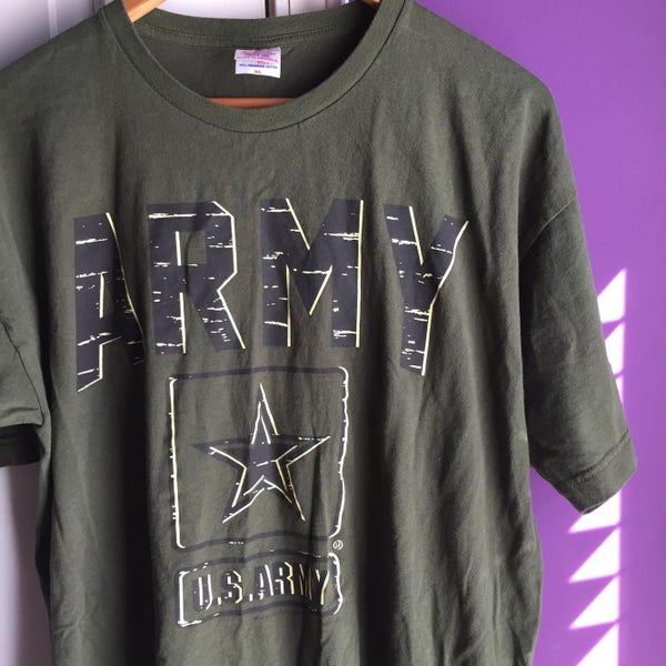 Vintage US Army Sz Large Green Military Go Army Bayside Shirt Adult