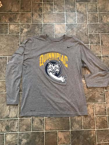 Quinnipiac University Lacrosse Nike Dri-Fit Warm Up Long Sleeve - Gray - Large