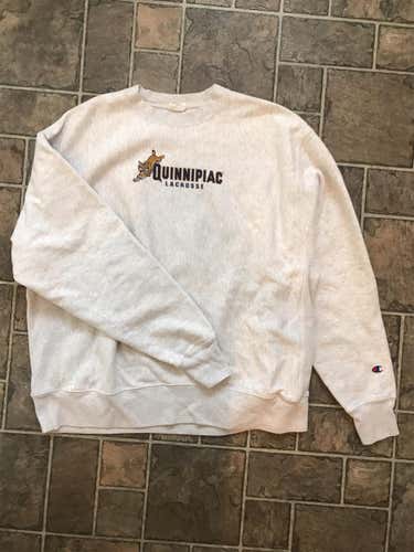 Quinnipiac University Lacrosse Champions Crew Neck - Gray - Large