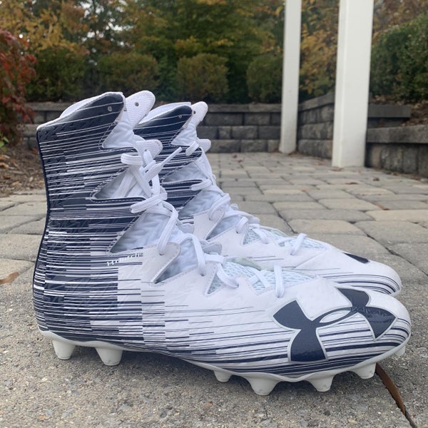 White and Blue Under Armour Highlight size 12