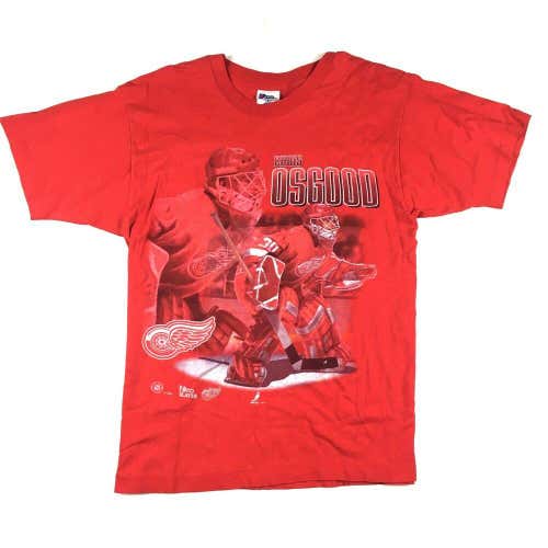 VTG 90s Detroit Red Wings Chris Osgood T-Shirt by Pro Player NHL Hockey Sz Large