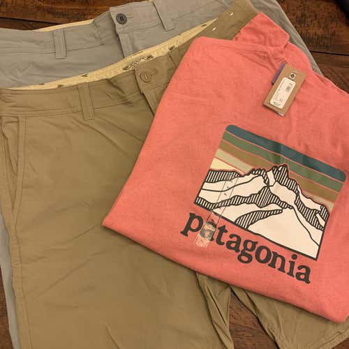 New Patagonia XL Shirt And 2 Pairs of Patagonia Shorts (size 36)
