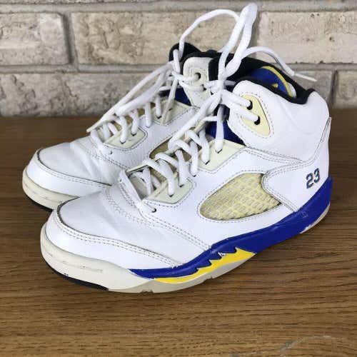 Nike Air Jordan 5 Retro (Ps) Laney White Maize-Royal Black 440889 189 Size 13C
