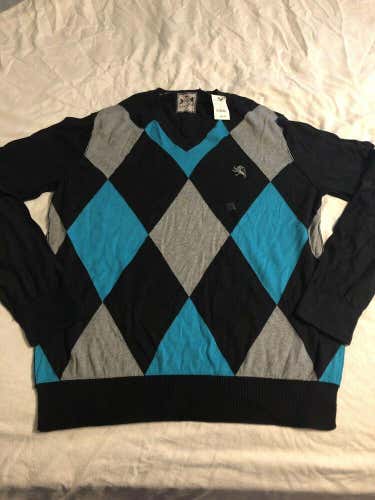 Express Lightweight Sweater Men’s Large Black With Teal New With Tags Adult