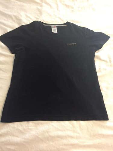 Tommy Hilfiger Short Sleeve V-Neck Shirt Adult Medium Black Men's Casual Cotton