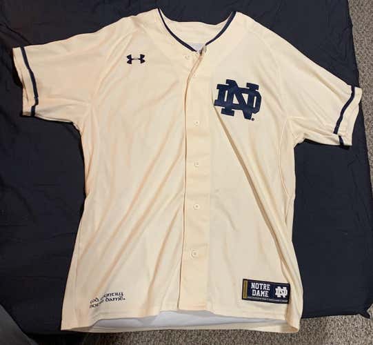 Notre Dame Cream Under Armour Baseball Jersey