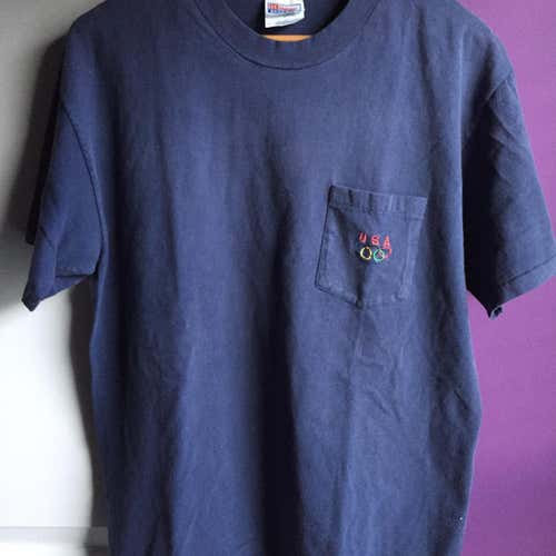 Vintage 90’s USA Olympics Sz Large Navy Single Stitched Shirt Adult