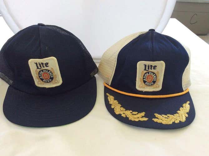 2 Vintage Miller Lite Beer Trucker Snapback Patch Hats Senco Dallas Caps Box 2