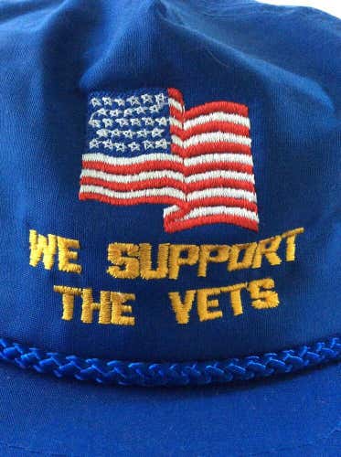 Vintage We Support The Vets American Flag Hat Designer Awards Snap Back Box 2
