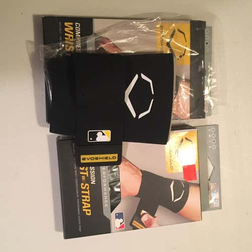 (2) New EvoShield Compression Wrist Sleeves w/ Straps Size Large