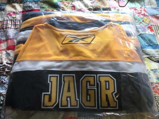 Jaromir Jagr Extra Large Boston Bruins #68 Reebok Jersey Pro Stock Autographed w/ Card