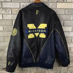 RARE VTG 90s Michican Wolverines Fits Mens XL Leather Jacket Big Logo NCAA Lined