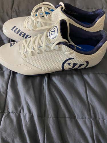 White and Navy Blue New Warrior Burn 9.0 Cleats 12 (Women's 13)