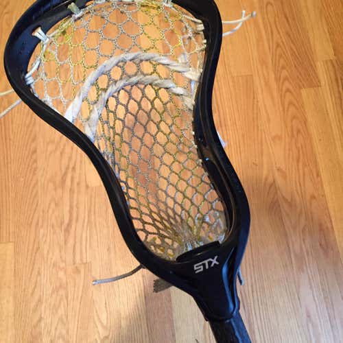 Black STX Ultra Power Lacrosse Head With Yellow Memory Mesh