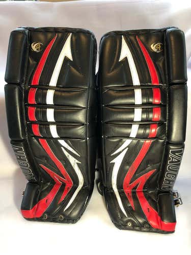 Black 31" Vaughn Velocity V4 Goalie Leg Pads Senior Pro Stock
