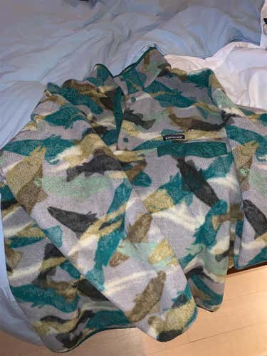 Large Patagonia Synchilla Snap-T Fleece Pullover Fish Trout