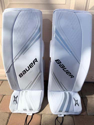 White New Bauer Vapor 2X Goalie Leg Pads Intermediate LARGE