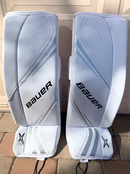 White New Bauer Vapor 2X Goalie Leg Pads Intermediate LARGE