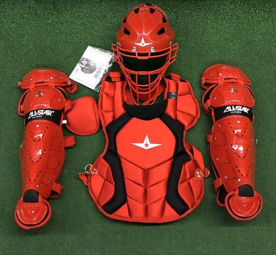 All Star Players Series Youth 7-9 Baseball Catchers Gear Set - Red Black  *No Trades*