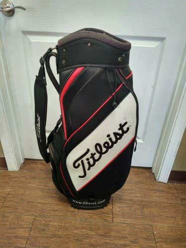 Titleist Small Staff  6 Divider Cart Bag Free Shipping w Leather Raincover