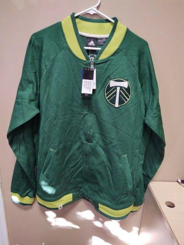 New Adidas MLS Portland Timbers Green Lifestyle Jacket Mens SZ Large 710FA