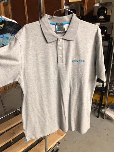Gray New Large Bauer Polo Shirt