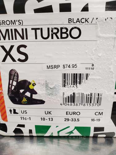 New K2 Mini Turbo Snowboard Bindings Kida XS