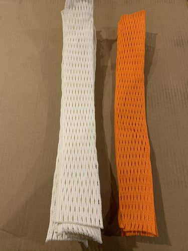 10 New Lacrosse Hard Mesh - 8 white, 2 orange (price is for all 10)