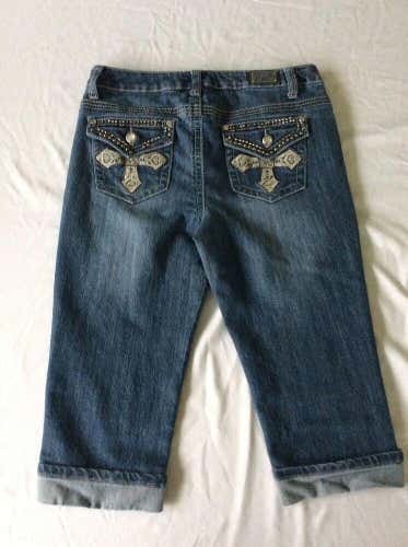 Earl Jeans Blue Jeans Womens Size 6 Capri Crosses Stitched Great Cond
