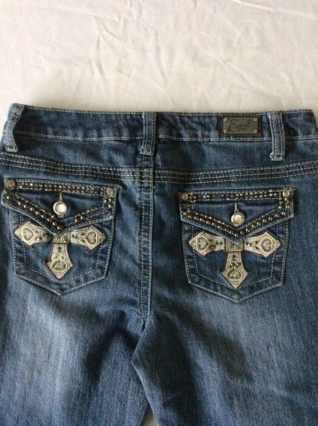 Earl Jeans Blue Jeans Womens Size 6 Capri Crosses Stitched Great